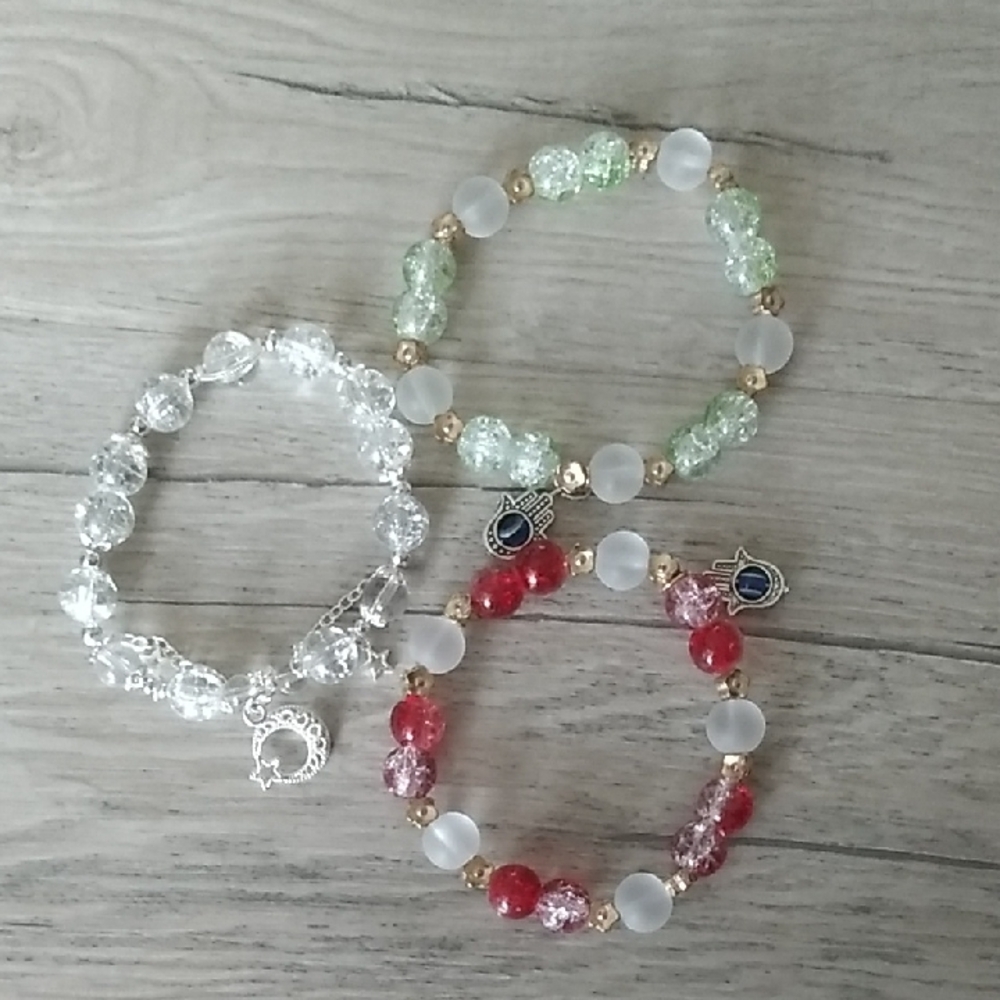 Elegant Crystal Beaded Bracelets Set